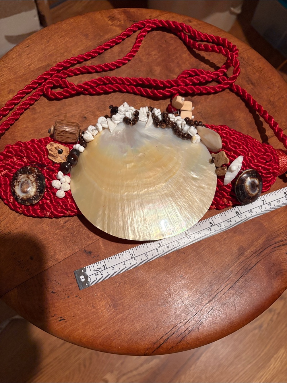 Red Shell and Bead Statement belt